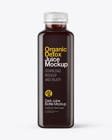 Square Dark Juice Bottle Mockup