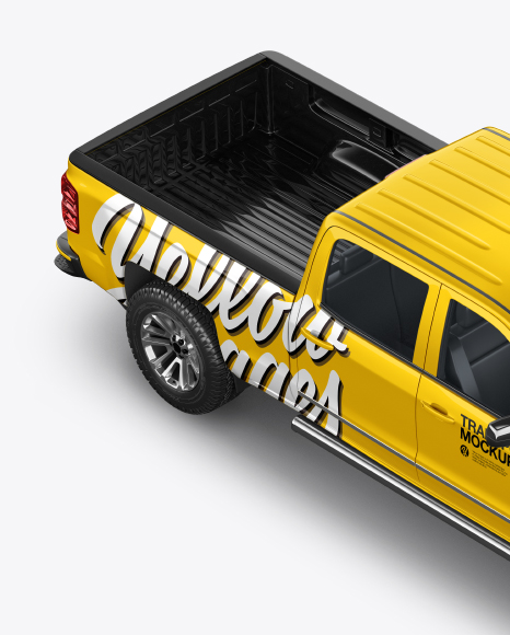 Download Full Size Pickup Truck Mockup Half Side View High Angle Shot In Vehicle Mockups On Yellow Images Object Mockups PSD Mockup Templates