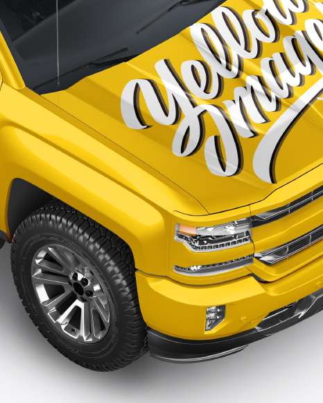 Full-Size Pickup Truck Mockup - Half Side View (High-Angle Shot)