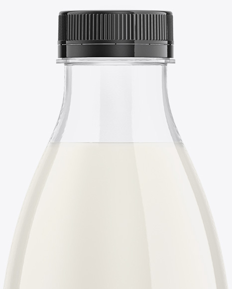 Clear Plastic Bottle with Milk Mockup PSD #2
