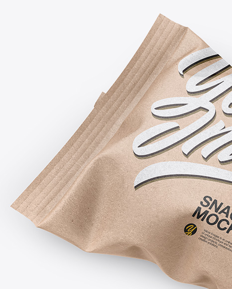 Download Kraft Flow Pack Half Side View In Flow Pack Mockups On Yellow Images Object Mockups