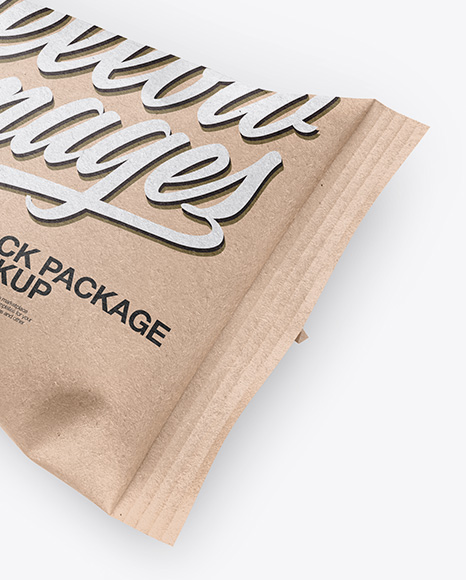 Download Kraft Flow Pack Half Side View In Flow Pack Mockups On Yellow Images Object Mockups