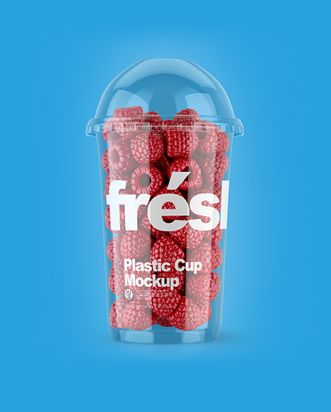 Plastic Cup With Raspberries Mockup In Cup Bowl Mockups On Yellow Images Object Mockups