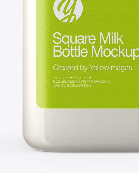 Square Milk Bottle Mockup In Bottle Mockups On Yellow Images Object Mockups