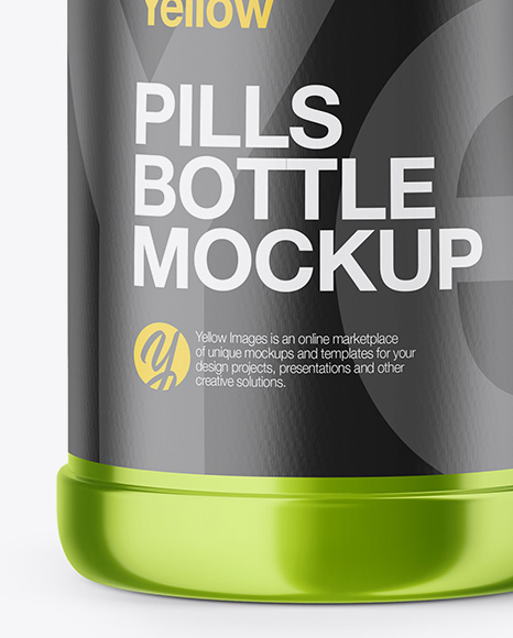 Download Metallic Pills Bottle Mockup Front View In Bottle Mockups On Yellow Images Object Mockups PSD Mockup Templates