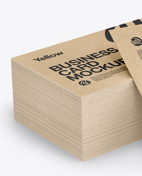 stack of kraft business cards mockup in stationery mockups