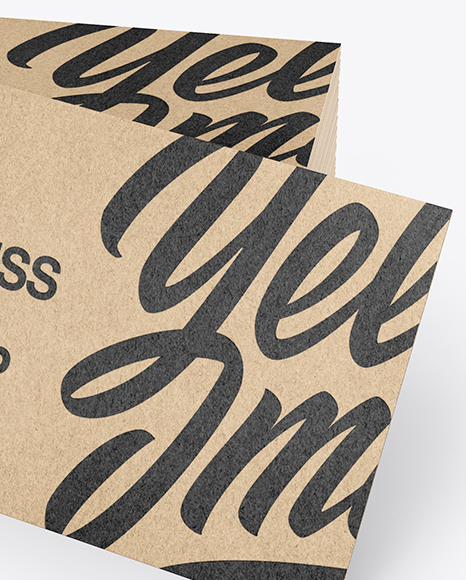 Stack of Kraft Business Cards Mockup PSD #1