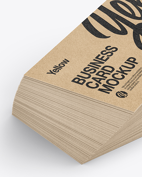 Stack of Kraft Business Cards Mockup