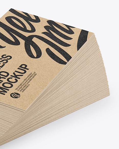 Stack of Kraft Business Cards Mockup