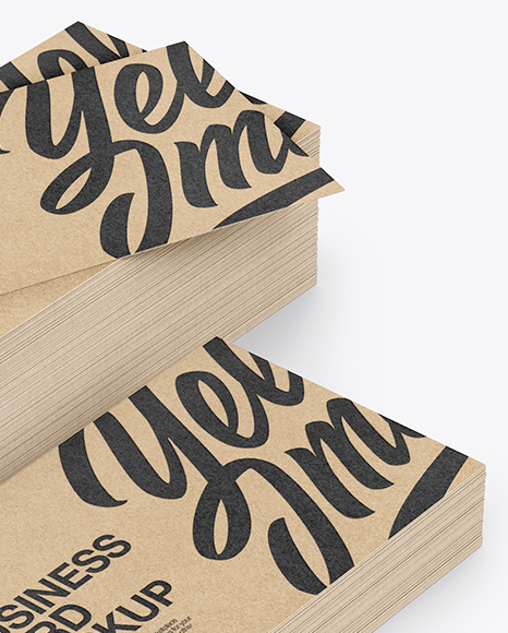 Stack of Kraft Business Cards Mockup PSD #1