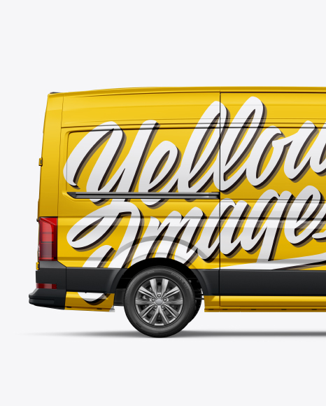 Download Panel Van Mockup Side View In Vehicle Mockups On Yellow Images Object Mockups PSD Mockup Templates