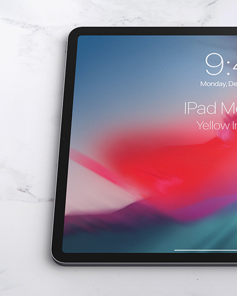 Apple iPad Pro 2018 12.9 Mockup on Yellow Images Object Mockups