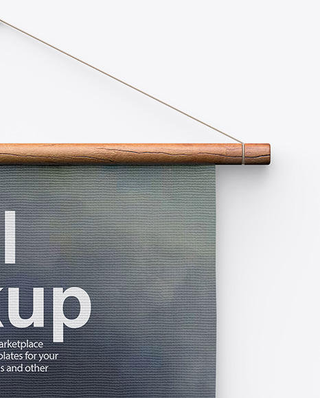 Fabric Scroll Mockup w/ Wooden Handles