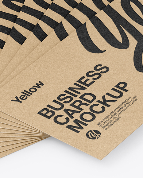 Stack of Kraft Business Cards Mockup