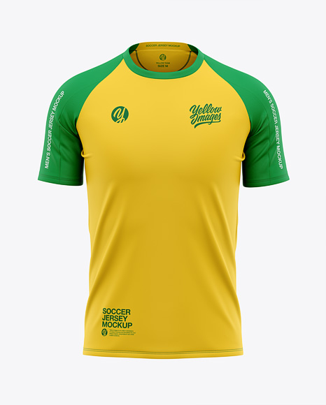 Men S Crew Neck Raglan Soccer Jersey Mockup Front View Football Jersey Soccer T Shirt In Apparel Mockups On Yellow Images Object Mockups