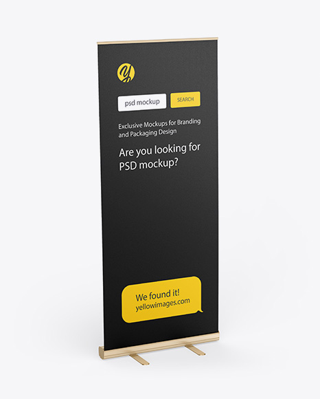 Download Matte Roll Up Banner Mockup In Outdoor Advertising Mockups On Yellow Images Object Mockups PSD Mockup Templates