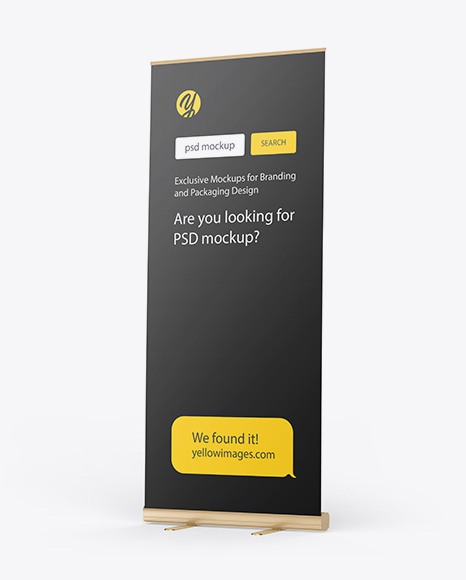 Matte Roll Up Banner Mockup In Outdoor Advertising Mockups On Yellow Images Object Mockups