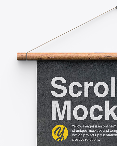 Textured Scroll Mockup w  Wooden Handles PSD #1