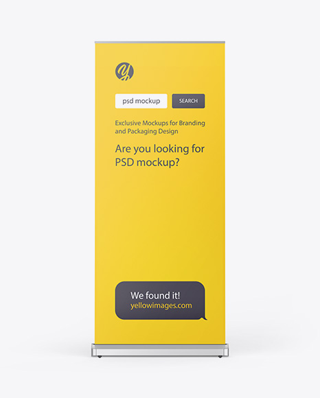 Download Glossy Roll Up Banner Mockup In Outdoor Advertising Mockups On Yellow Images Object Mockups PSD Mockup Templates