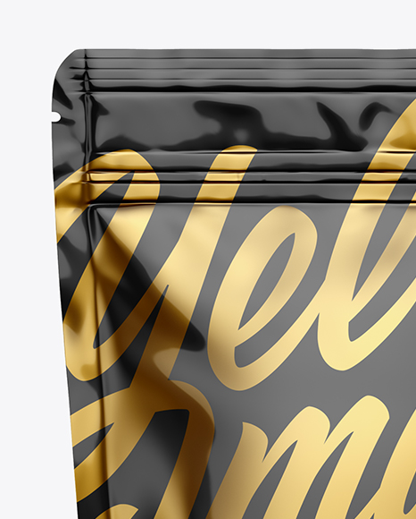 Glossy Stand Up Pouch W  Zipper Mockup PSD #1