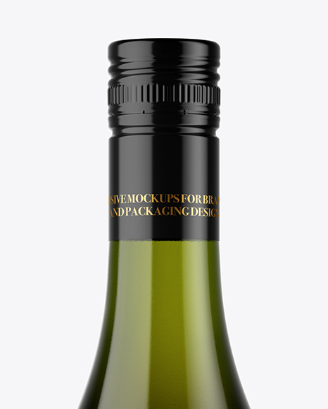 Green Glass White Wine Bottle Mockup PSD #2