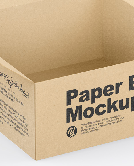 Download Opened Kraft Box Mockup In Box Mockups On Yellow Images Object Mockups PSD Mockup Templates