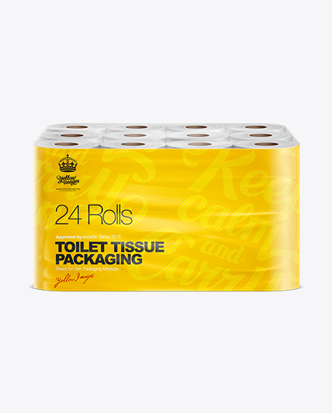 Download Toilet Tissue 24 Pack Mockup In Packaging Mockups On Yellow Images Object Mockups PSD Mockup Templates