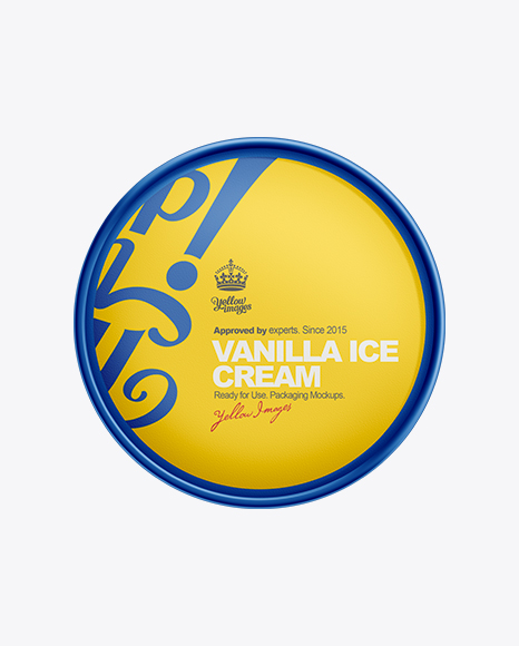 64oz Ice Cream Container Mockup on Yellow Images Object Mockups