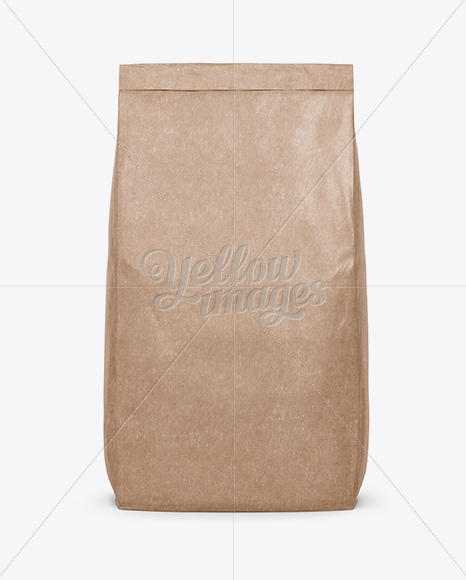 Kraft Paper Bag Mockup Front View In Bag Sack Mockups On Yellow Images Object Mockups