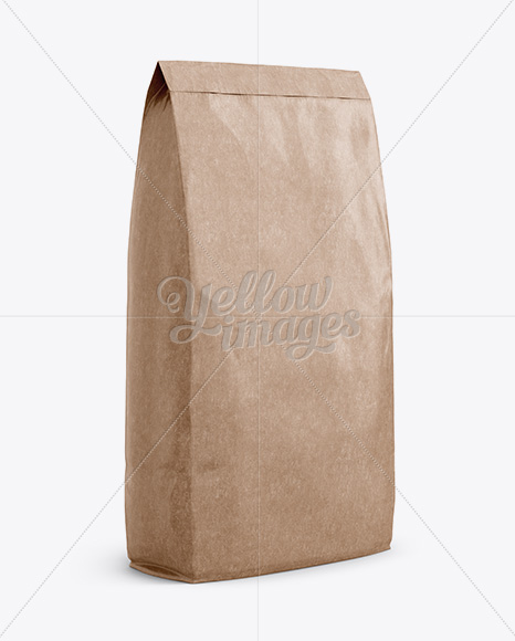 Download Kraft Paper Bag Mockup Front View In Bag Sack Mockups On Yellow Images Object Mockups