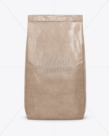 Kraft Paper Bag Mockup Front View In Bag Sack Mockups On Yellow Images Object Mockups