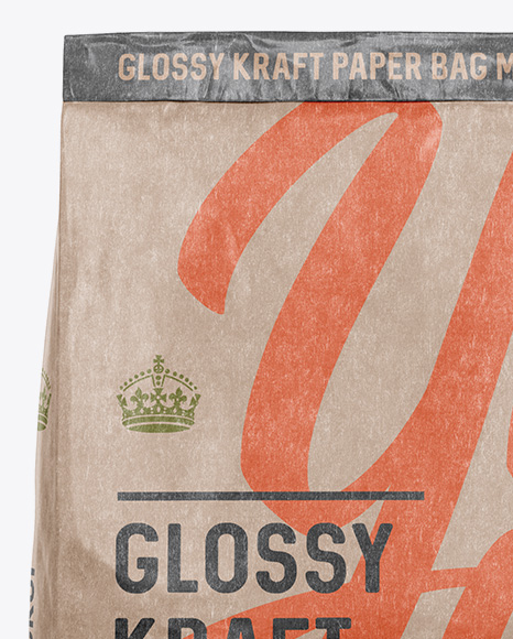 Glossy Kraft Paper Bag Mockup - Front View in Bag & Sack Mockups on Yellow Images Object Mockups