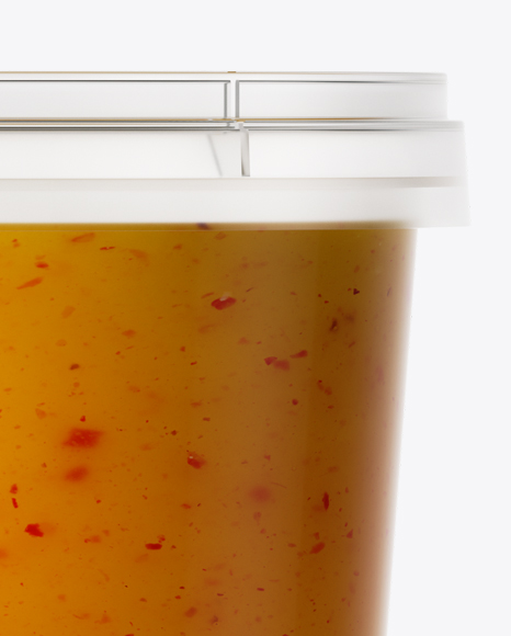 Download Glossy Plastic Container With Sauce Mockup - Eye-Level Shot | Yellow Author