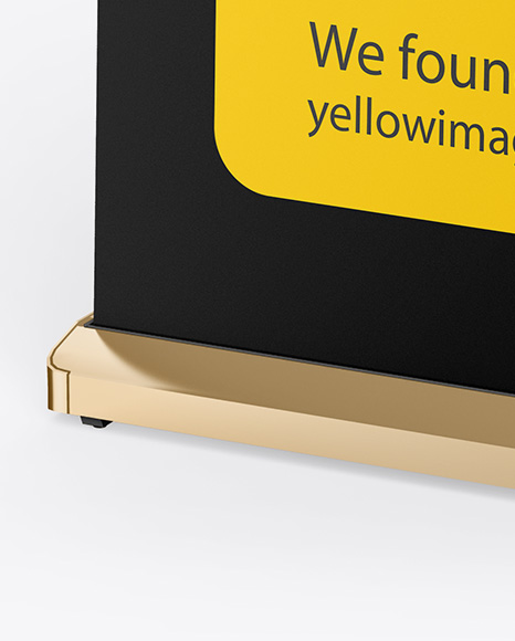 Glossy Roll Up Banner Mockup In Outdoor Advertising Mockups On Yellow Images Object Mockups