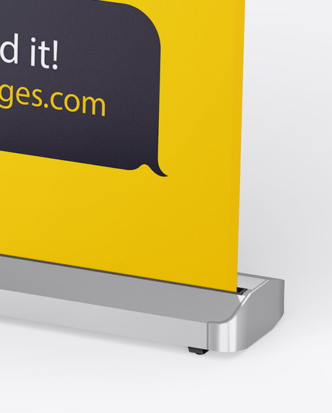 Download Glossy Roll Up Banner Mockup In Outdoor Advertising Mockups On Yellow Images Object Mockups PSD Mockup Templates