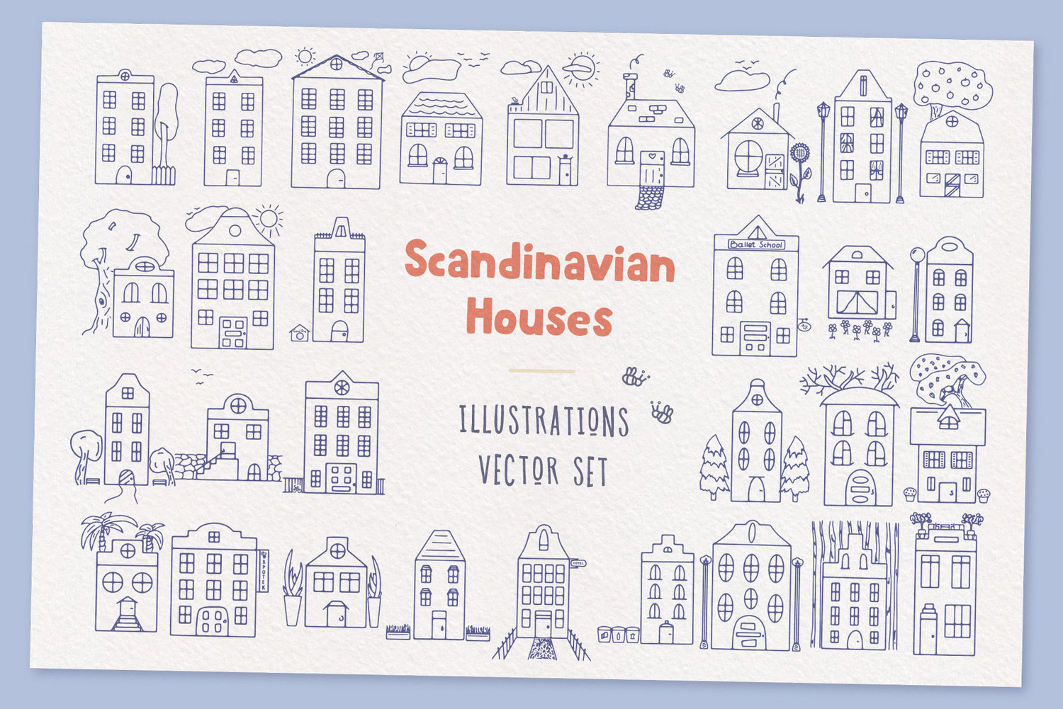 Download Scandinavian Houses Vector Images In Illustrations On Yellow Images Creative Store