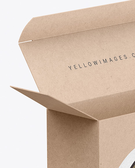 Download Opened Kraft Paper Box Psd Mockup Front View Yellowimages