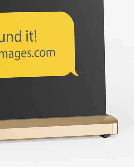 Glossy Roll Up Banner Mockup In Outdoor Advertising Mockups On Yellow Images Object Mockups