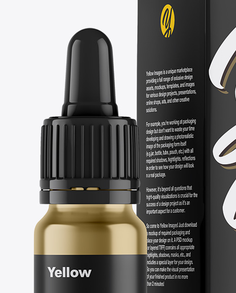 Download 10ml Metallic Dropper Bottle Mockup Yellowimages