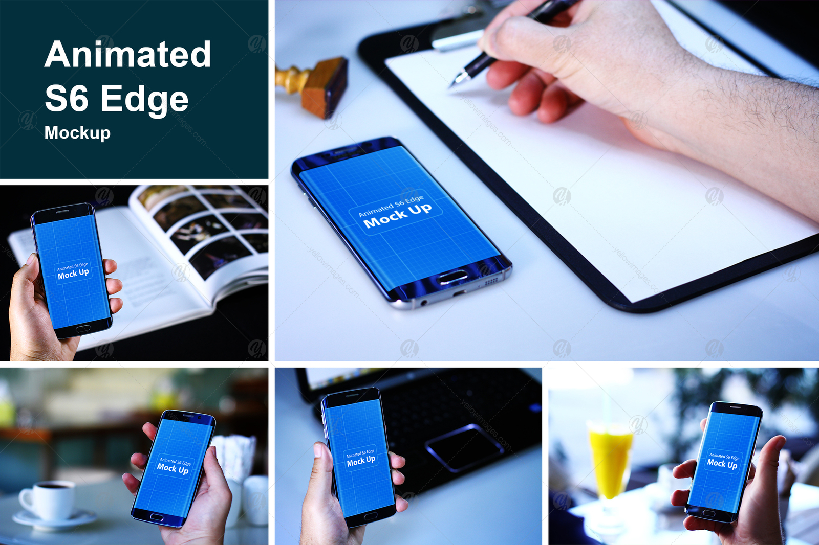 Animated S6 Edge Mockup V 1 In Device Mockups On Yellow Images Creative Store