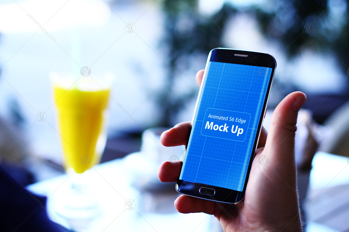 Animated S6 Edge Mockup V 1 In Device Mockups On Yellow Images Creative Store