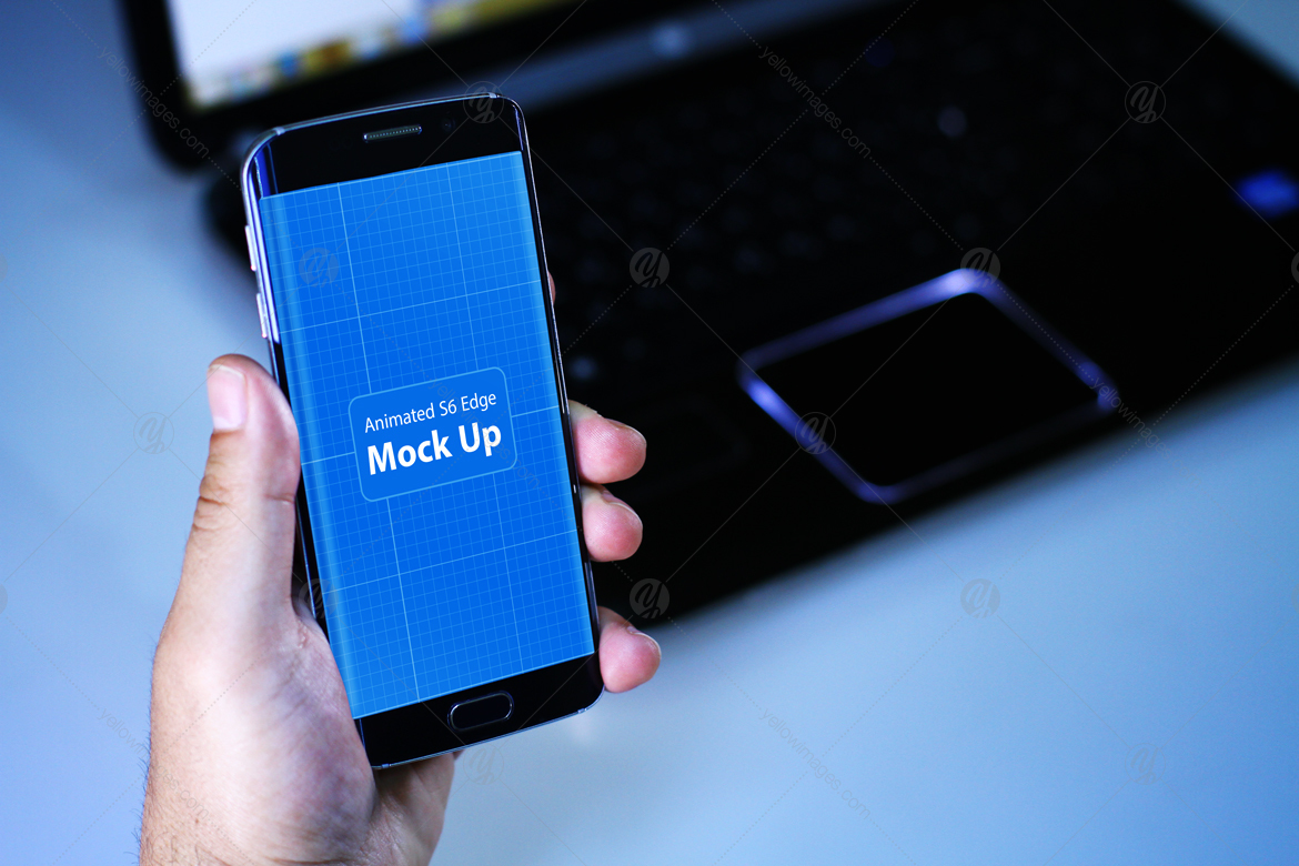 Animated S6 Edge Mockup V 1 In Device Mockups On Yellow Images Creative Store