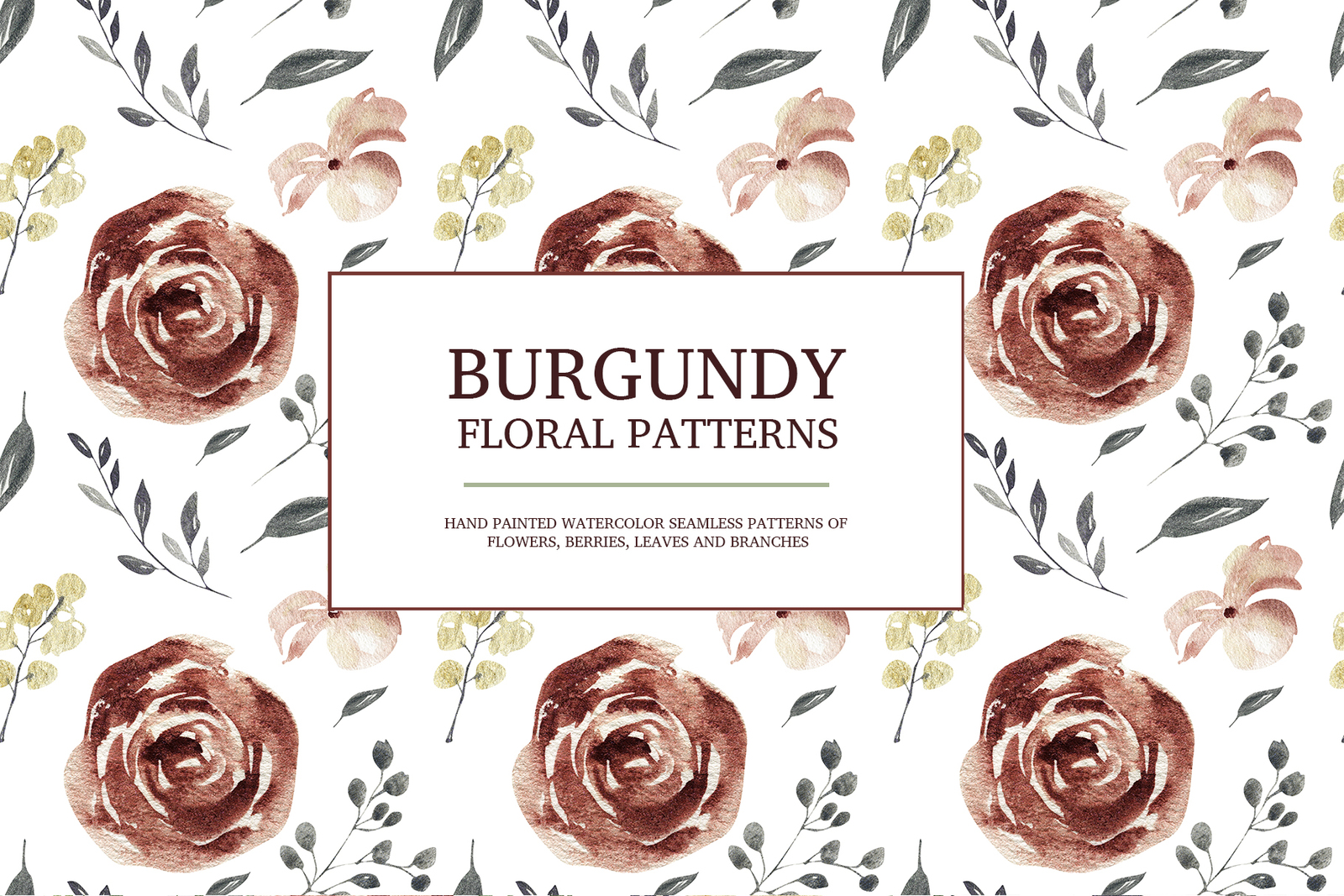 Burgundy floral seamless patterns