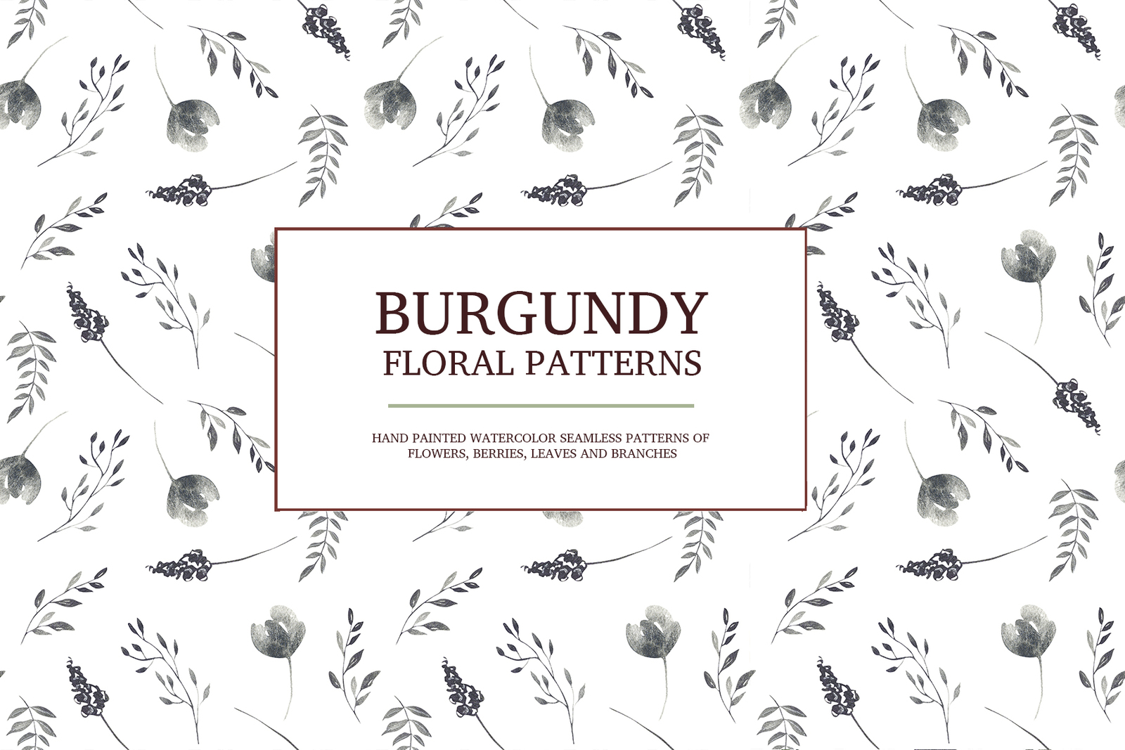 Burgundy floral seamless patterns
