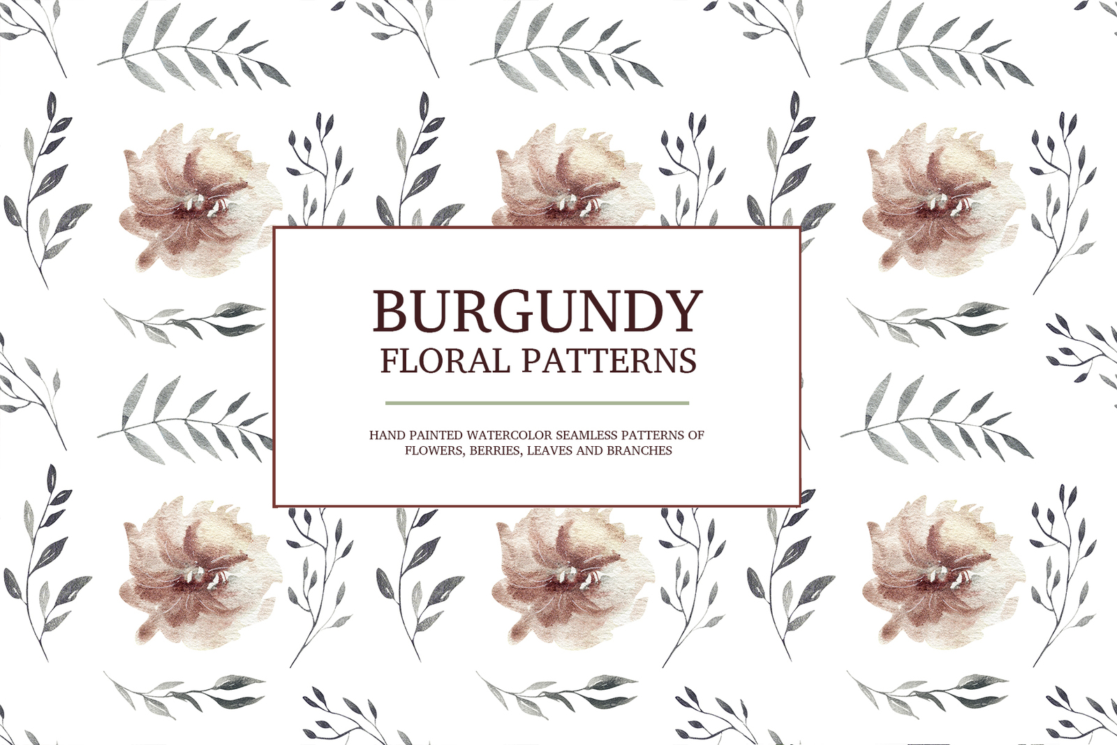 Burgundy floral seamless patterns