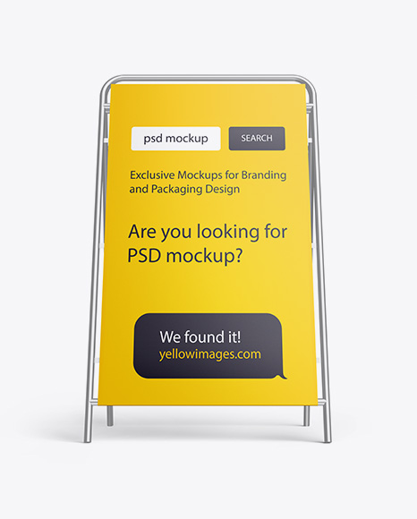 Glossy Metallic Stand Mockup In Outdoor Advertising Mockups On Yellow Images Object Mockups