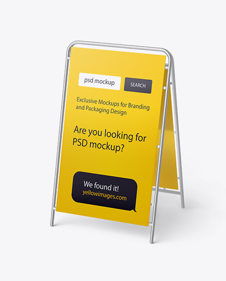 Glossy Metallic Stand Mockup In Outdoor Advertising Mockups On Yellow Images Object Mockups