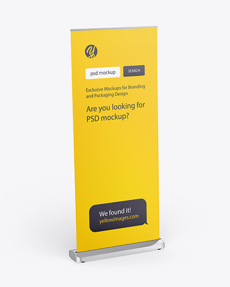 Download Glossy Roll Up Banner Mockup In Outdoor Advertising Mockups On Yellow Images Object Mockups