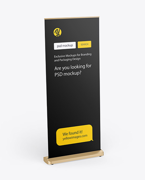 Download Matte Roll Up Banner Mockup In Outdoor Advertising Mockups On Yellow Images Object Mockups PSD Mockup Templates