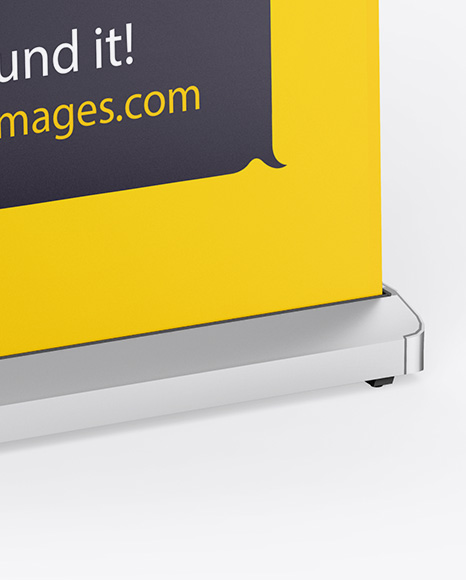 Matte Roll Up Banner Mockup In Outdoor Advertising Mockups On Yellow Images Object Mockups